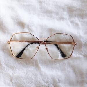 Peyton Rose Gold Hexagon Clear Sunglasses